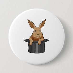 Badge Rond 7,6 Cm Casquette magicien lapin