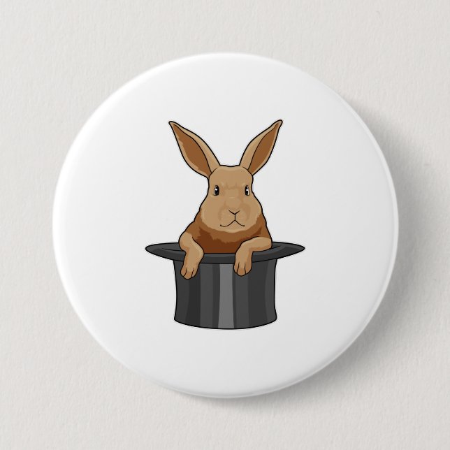 Badge Rond 7,6 Cm Casquette magicien lapin (Devant)