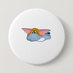 Badge Rond 7,6 Cm Casquette pilote éléphant