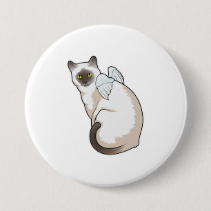 Badge Rond 7,6 Cm Cat Angel