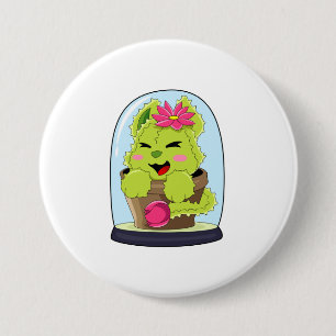 Badge Rond 7,6 Cm Cat Cactus