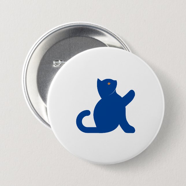 Badge Rond 7,6 Cm Cat dit bonjour (Devant & derrière)