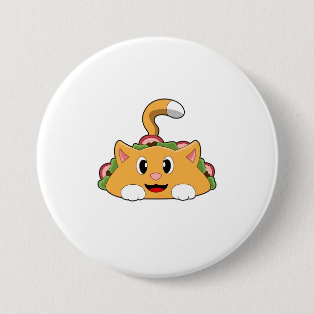 Badge Rond 7,6 Cm Cat Taco (Devant)