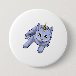 Badge Rond 7,6 Cm Cat Unicorn