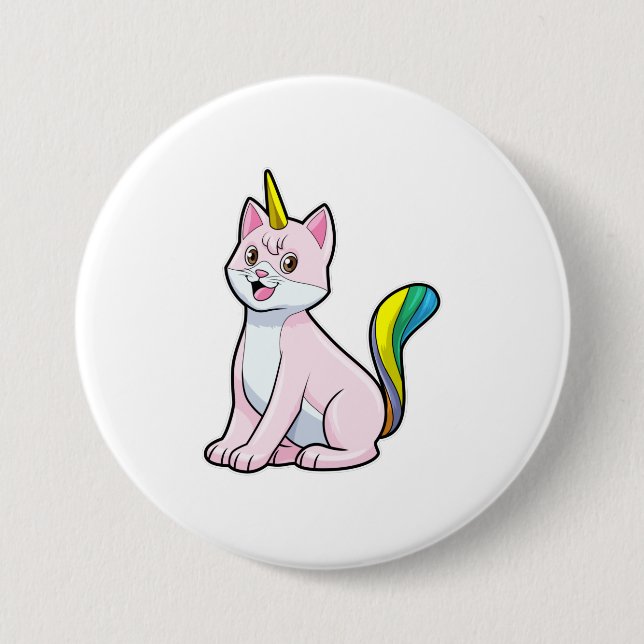 Badge Rond 7,6 Cm Cat Unicorn (Devant)