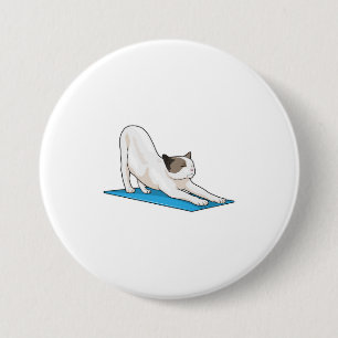Badge Rond 7,6 Cm Cat Yoga Méditation Fitness
