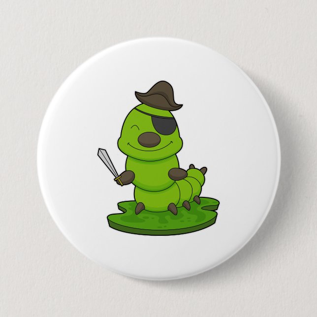 Badge Rond 7,6 Cm Caterpillar as Pirate (Devant)
