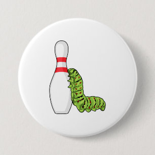 Badge Rond 7,6 Cm caterpillar at bowling with bowling pin