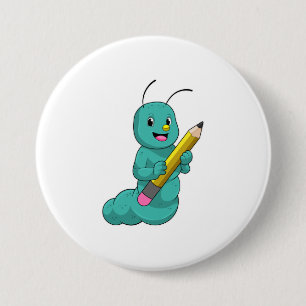 Badge Rond 7,6 Cm Caterpillar avec crayon