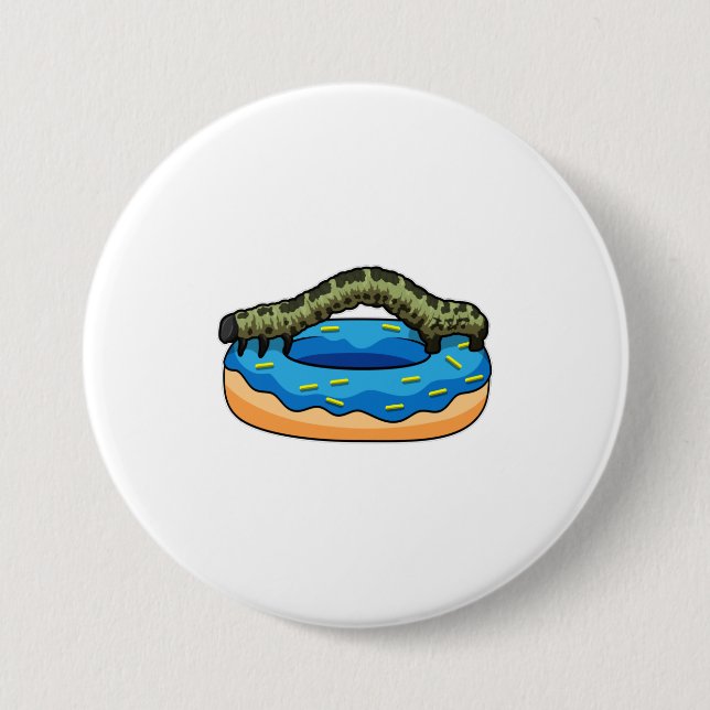 Badge Rond 7,6 Cm Caterpillar avec Donut (Devant)