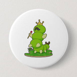 Badge Rond 7,6 Cm Caterpillar en roi avec Couronne