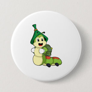Badge Rond 7,6 Cm Caterpillar en tant qu'étudiant avec sac à dos