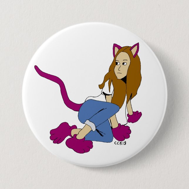 Badge Rond 7,6 Cm catgirl (Devant)