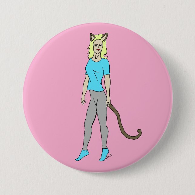 Badge Rond 7,6 Cm catgirl (Devant)