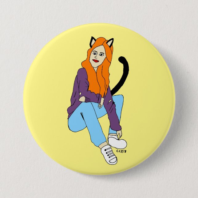 Badge Rond 7,6 Cm catgirl (Devant)