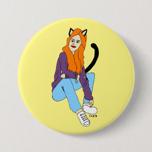 Badge Rond 7,6 Cm catgirl