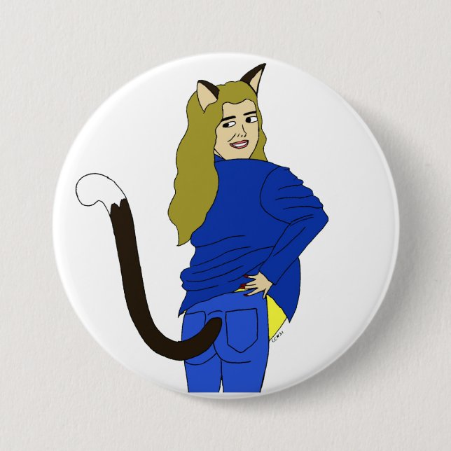 Badge Rond 7,6 Cm catgirl (Devant)