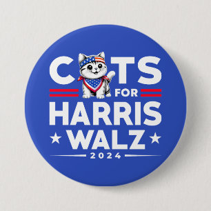 Badge Rond 7,6 Cm Cats pour Harris Walz campagne électorale 2024