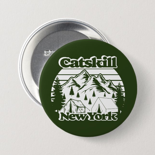 Badge Rond 7,6 Cm Catskill New York (Devant & derrière)