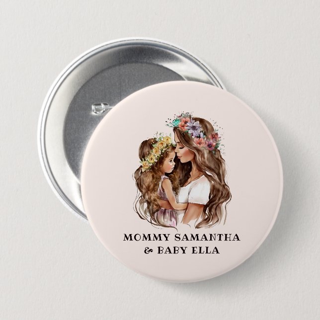 Badge Rond 7,6 Cm Caution adorable mère et fille (9) (Devant & derrière)