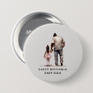 Badge Rond 7,6 Cm Caution père et fille noire (6)