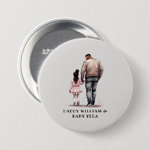 Badge Rond 7,6 Cm Caution père et fille noire (7)