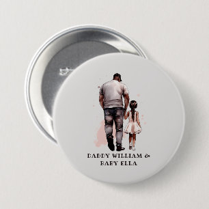 Badge Rond 7,6 Cm Caution père et fille noire (8)