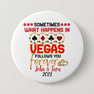 Badge Rond 7,6 Cm Ce qui se passe à Vegas Anniversaire couple marié