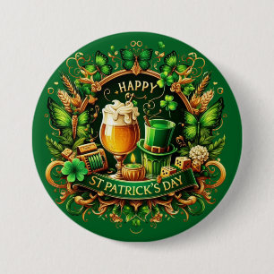 Badge Rond 7,6 Cm Célébration de la Saint-Patrick ornée d'or et de v