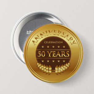 Badge Rond 7,6 Cm Célébration du 50e anniversaire Médaille d'or