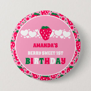 Badge Rond 7,6 Cm Célébration du premier anniversaire à la fraise