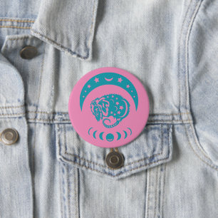 Badge Rond 7,6 Cm Céleste Crécent Lune Possum Nature Whimsical