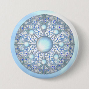 Badge Rond 7,6 Cm Céramique Lace bleu clair