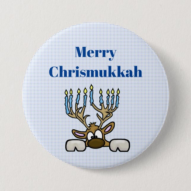 Badge Rond 7,6 Cm Cerf avec Menorah Antlers Chrismukkah Button (Devant)