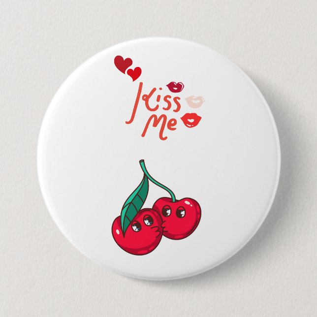 Badge Rond 7,6 Cm Cerises amusantes en amour (Devant)