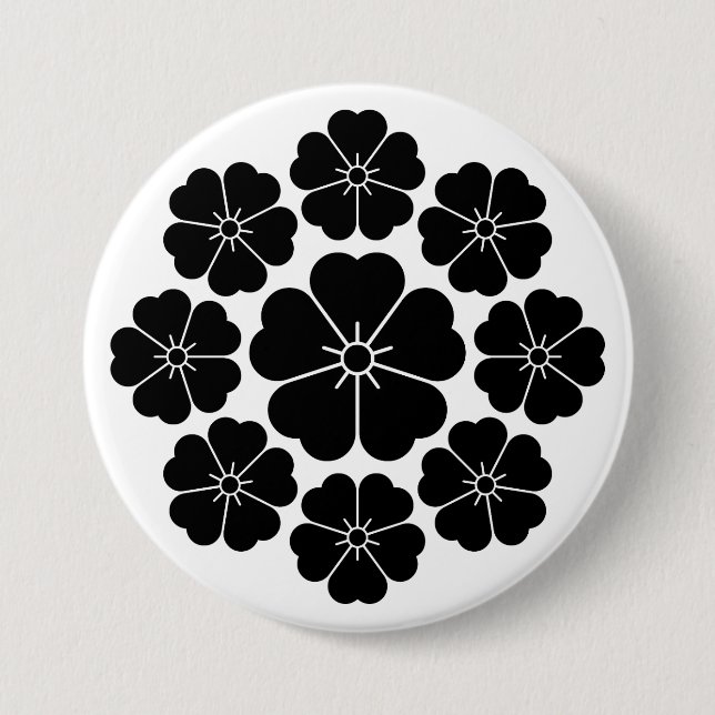 Badge Rond 7,6 Cm Cerisiers à neuf étoiles (Devant)