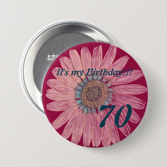 Badge Rond 7,6 Cm C'est mon anniversaire ! ! Fleurissez le (Devant & derrière)