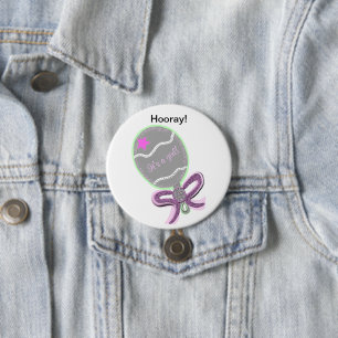 Badge Rond 7,6 Cm C'est une Fille Hochet Bébé Étoile Rose