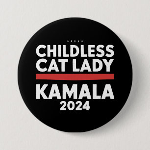 Badge Rond 7,6 Cm Cette dame de chats sans enfants vote Kamala 2024