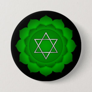 Badge Rond 7,6 Cm Chakra Coeur Vert Zen Yoga Méditation Spirituelle