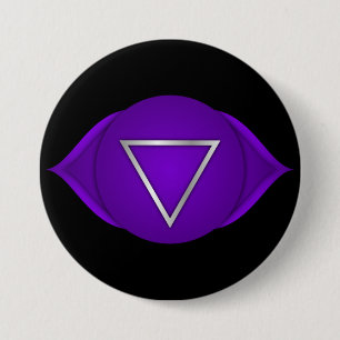 Badge Rond 7,6 Cm Chakra Indigo Troisième Oeil Zen Yoga Spirituel