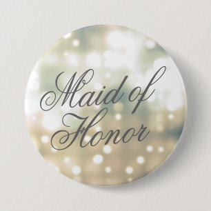 Badge Rond 7,6 Cm Champagne Glow Maid of Honor Button Pin