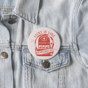 Badge Rond 7,6 Cm Chanceux en amour Casino Dessiné à la main Vegas E