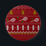 Badge Rond 7,6 Cm Chandail de Noël de Tennis Motif tricoté Rouge Noë<br><div class="desc">Design d'illustration des journées et nuits d'hiver chaudes et douillettes, avec un pull de Noël drôle et tricoté classique avec raquettes de tennis et balles de tennis vertes, cloches de jingle, sapins et flocons de neige. Un motif minimaliste en chandail Xmas design festif en bleu clair et blanc pour les...</div>