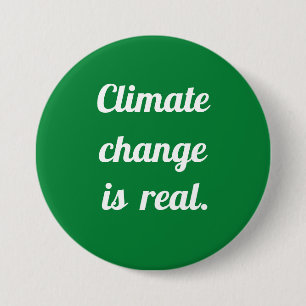 Badge Rond 7,6 Cm Changement climatique : Bouton vert
