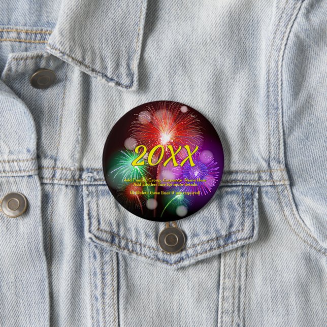 Badge Rond 7,6 Cm Changer d'année, ajouter n'importe quel nom Texte  (En situation)