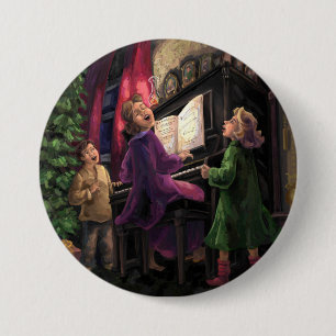 Badge Rond 7,6 Cm Chant de Noël le long