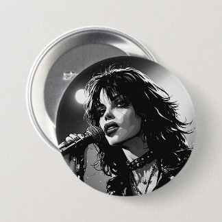 Badge Rond 7,6 Cm Chanteur Goth Punk de style BD noir et blanc des a