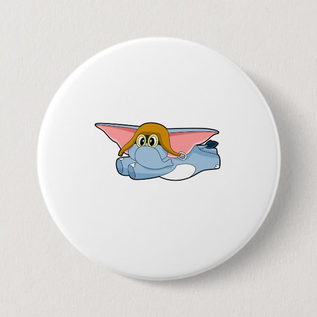 Badge Rond 7,6 Cm Chapeau de pilote d'éléphant (Devant)
