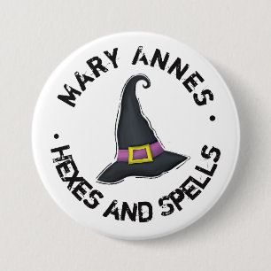 Badge Rond 7,6 Cm Chapeau de sorcière mignon Halloween sorts fantais